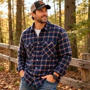 Puritan Men's Medium Fleece Lined Flannel Shirt Jacket Shacket Rustic Gorpcore